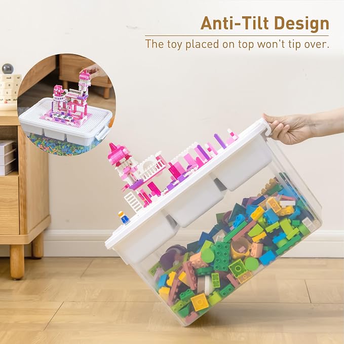 Citylife 17 QT Plastic Storage Bins Clear Storage Box with Lids Multipurpose Stackable Storage Containers for Organizing Tool, Craft, Crayon, 4 Packs
