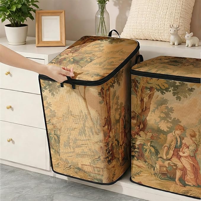 2pcs blanket storage bag for under bed,closet organizers 95L | clothing sweater sheet bedding comforter duvet quilt pillow toy storage bags with lids,dorm room essentials for containers