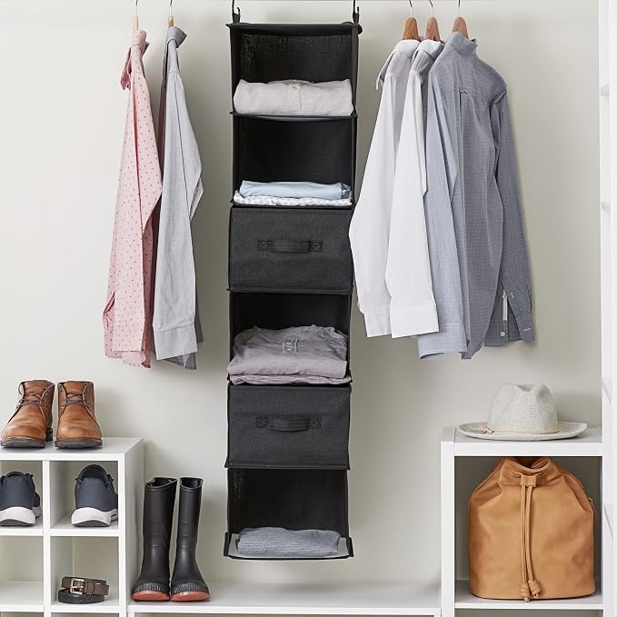 Household Essentials Black 6 Shelf Hanging Closet Organizer Shelf
