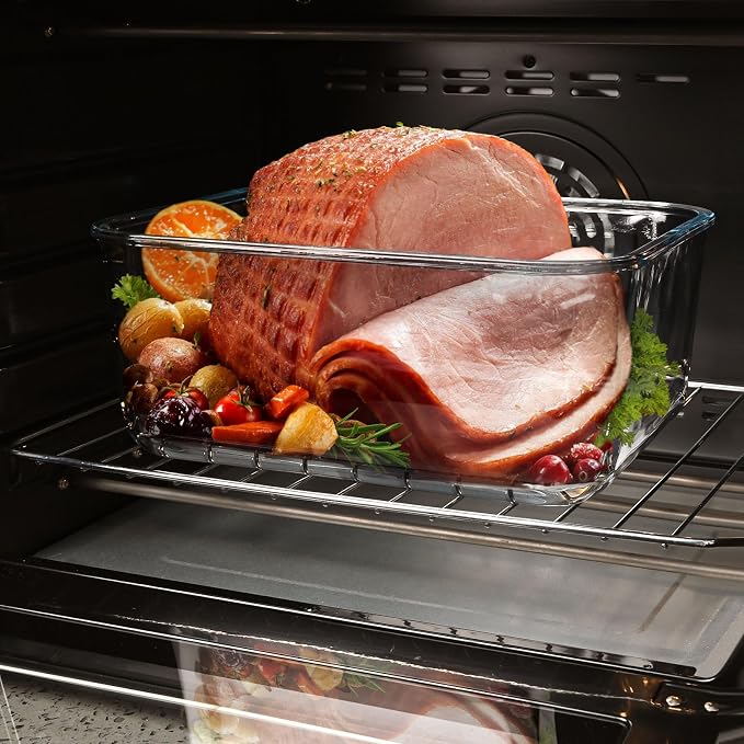 Extra Large Glass Storage Containers with Lids 200oz/6000ml/26cup | Silicone Mat Included | Borosilicate Glass | Airtight | Freezer Oven Dishwasher Safe | Rotisserie Chicken | XL Big Food Bowl