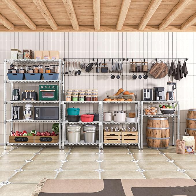 M MZG 1750 LBS Storage Shelves 5-Tier Utility Shelving Unit Steel Organizer Wire Rack for Home,Kitchen,Office,Garage, Capacity 17.7" D x 47.2" W x 72.3" H