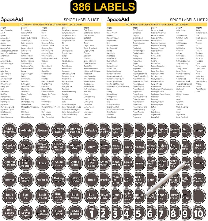 SpaceAid Spice Rack Organizer with 28 Spice Jars, 386 Spice Labels, Chalk Marker and Funnel Set for Cabinet, Countertop, Pantry, Cupboard or Door & Wall Mount - 28 Jars, 13.4" W × 10.8" H, Black