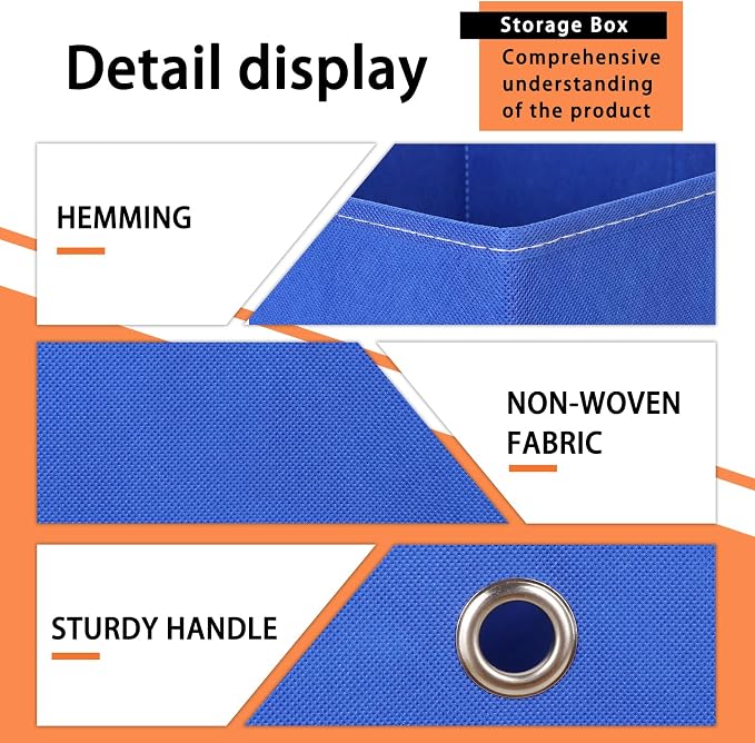 Foldable Storage Cubes Bins ,11 Inch Cloth Storage Cube Fabric Storage Box Cubes Organizer Baskets with Dual Handles for Home Organizer Set of 8 (Dark Blue)