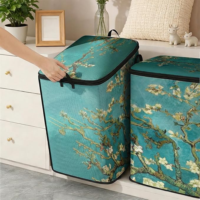 2pcs blanket storage bag for under bed,closet organizers 95L | clothing sweater sheet bedding comforter duvet quilt pillow toy storage bags with lids,dorm room essentials for containers