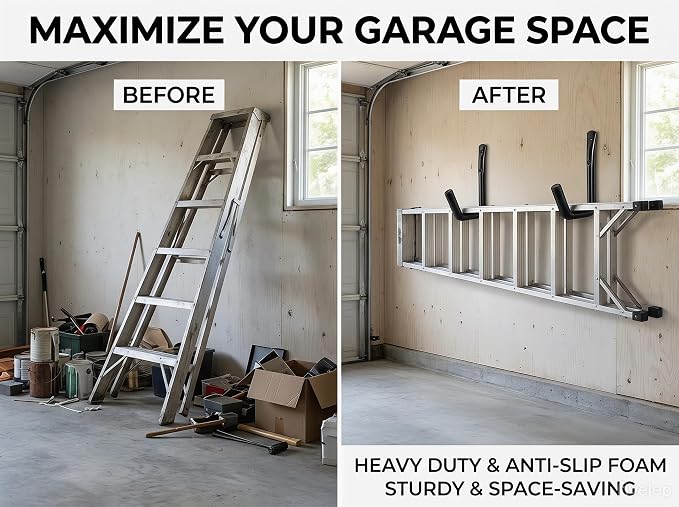 Heavy Duty Garage Storage Hooks, 120 LB Capacity Wall Mounted 4-Pack Hook, 15-Inch Jumbo Arm Rack Hanger for Kayaks, Ladders, Bikes, Surfboard, Stroller, and Tools, Indoor, Outdoor