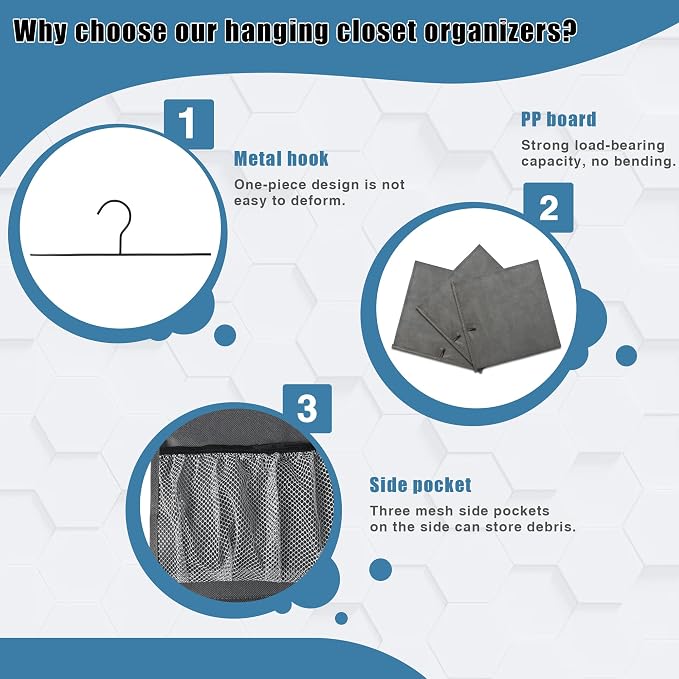 6-Shelf Hanging Closet Organizer with 5 Drawers, Non-Woven, Dark Gray | Spacious compartments sort clothes & undergarments; foldable drawers add hidden storage for closets, wardrobes or RVs.