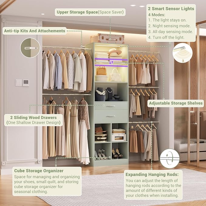 Besiost Closet System, Built in,Not Free Standing, Enclosed Storage Volume: 2.58 ft³, Crab Green