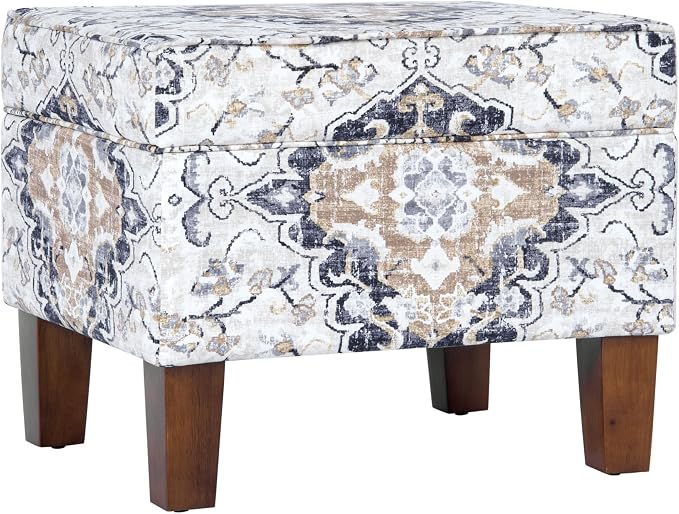 Spatial Order 22" Dinah Collection Storage Ottoman - Antiqued Ebony Cream