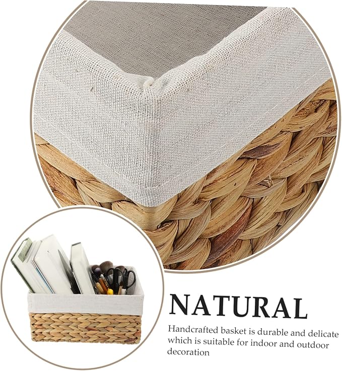 Cabilock Woven Straw Storage Basket for Organizing Sundries Decorative Basket for Bathroom Home Decor Natural Handmade Design for Items Chic Farmhouse Style
