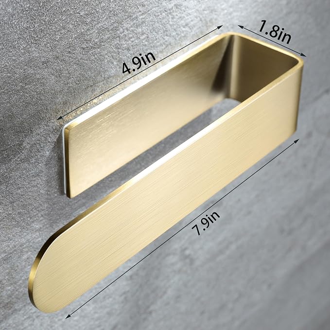 Taozun Gold Towel Bar Adhesive 2 Pack Brass Finish | No Drill, Strong Hold, Brushed Brass Finish, Looks High-End, Rustproof, 2 Pack For Multiple Spaces