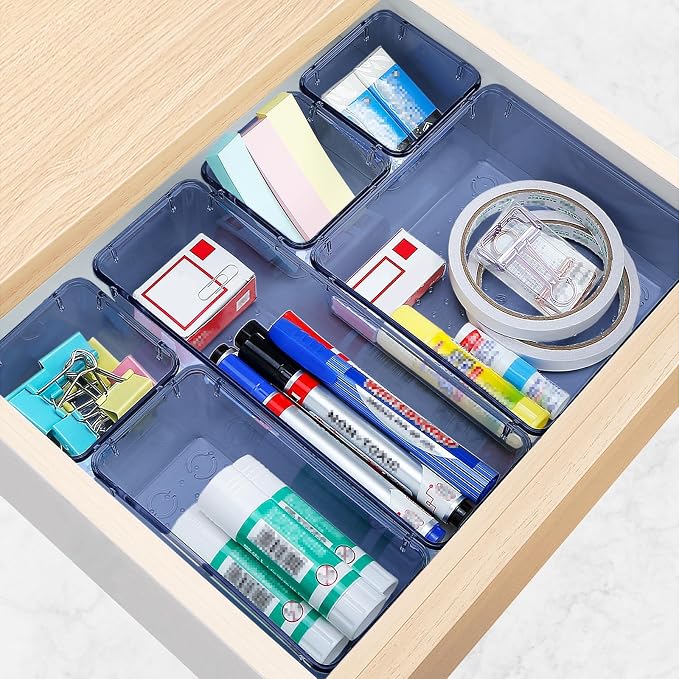 25 PCS Drawer Organizer Set, 5 Size Bathroom and kitchen organizer Trays | Bathroom and kitchen Drawer cabinet organizer Trays, Clear Storage Bins for Makeup, Jewelry, Utensils and Gadgets