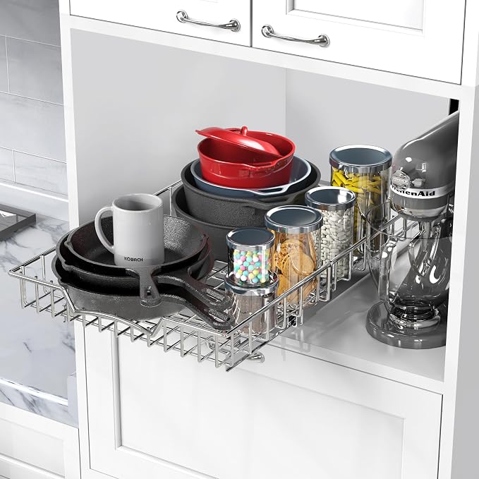 Simple Houseware Under Cabinet Pull Out Sliding Shelf Drawer, 21Dx14W | for Kitchen Organizer