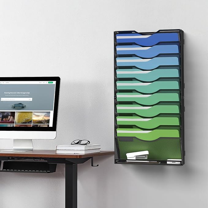 Kuntine.B Wall File Organizer Office Hanging Magazine Holder Wall File Organizer for Office Home
