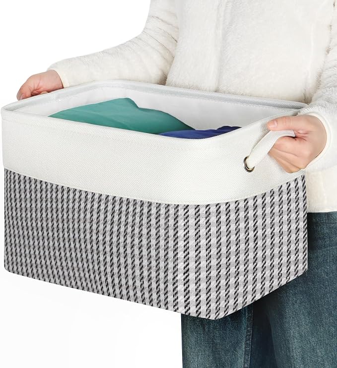 Foldable Storage Bin Collapsible Fabric Storage Basket Cube with Durable Handles Closet Organizer Bins for Organizing Shelves Drawers, Set of 3, 15" x 10" x 9.5", Houndstooth