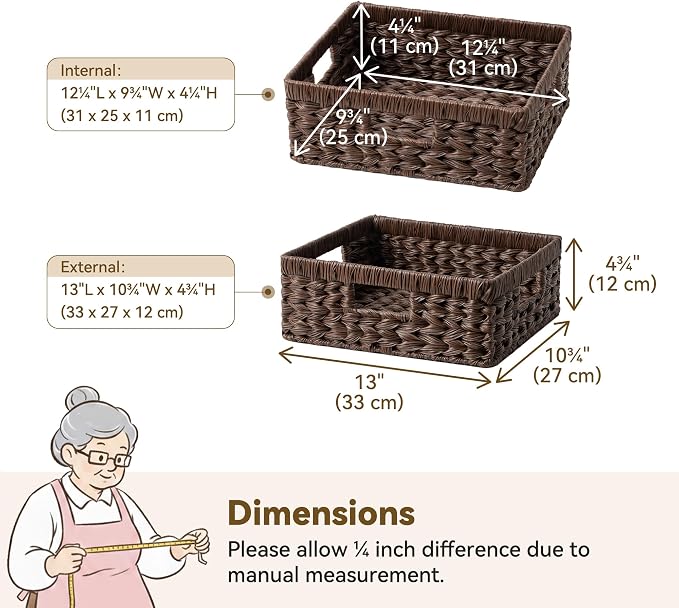 GRANNY SAYS Wicker Basket for Organizing, Wicker Storage Basket for Shelves, Woven Basket for Pantry Storage, Decorative Basket, Brown, 1-Pack