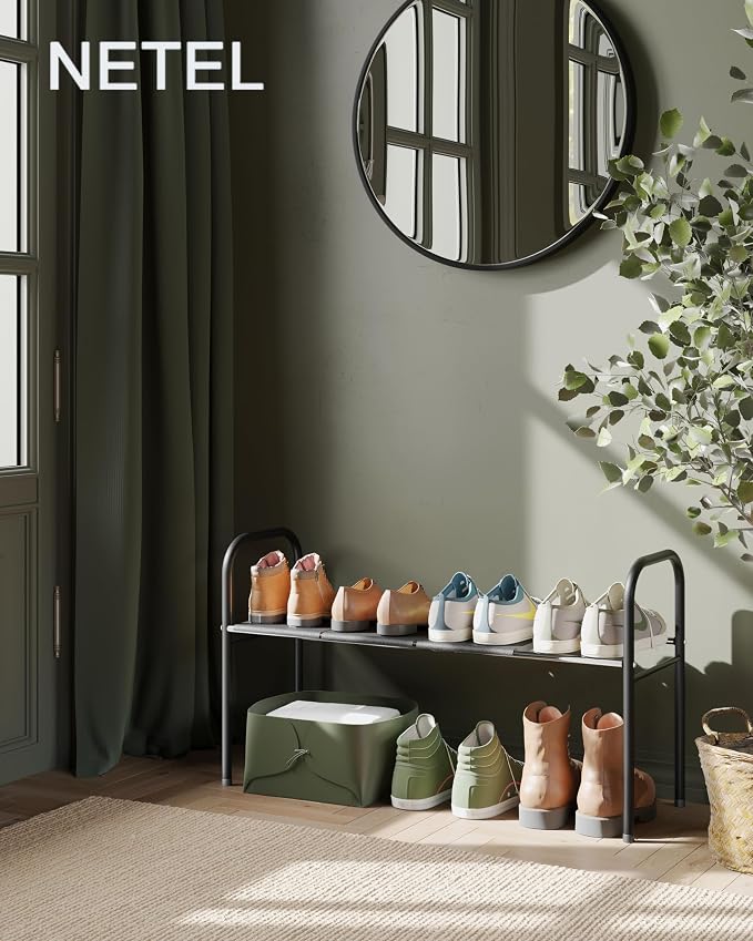 Under Sink Organizers and Storage,Expandable under cabinet organizer Shelf | 2 tier expandable shelf for kitchen,bathroom,shoe rack,8 Removable ABS Panels,Adjustable partition height,20.6-32.2" W,2 Pcs