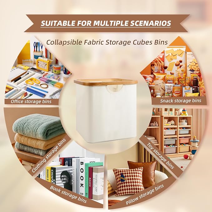 Cube Storage Bin 12 Inch -2 Pack,Collapsible Cube Storage Organizer with Handles,Fabric Storage Bins for Cubes Storages,Square Baskets for Organizing,Storage Bins for Shelve