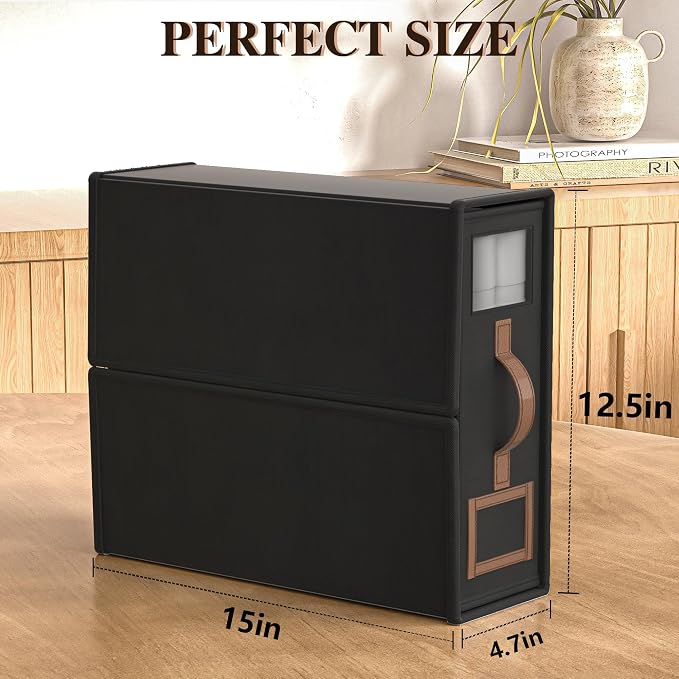 4 Pack Foldable Bed Sheets Set Organizers and Storage(King & Queen Size),Linen Fabric Closet Organizers with Window,Folding Bedding Storage Box for Bedsheets and Pillow Cube Organizer-Black