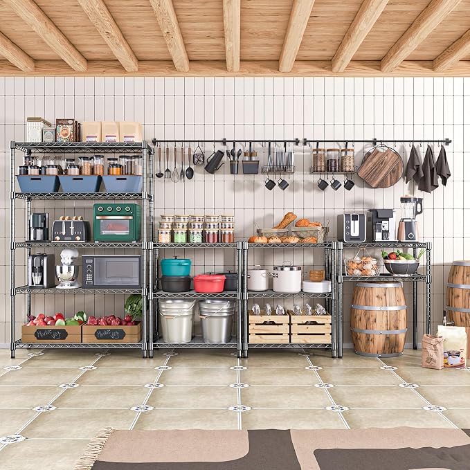M MZG 1750 lbs Steel Storage Shelving 5-Tier Utility Shelving Unit Steel Organizer Wire Rack for Home,Kitchen,Office,Garage, 1750 LBS Capacity 17.7" D x 47.2" W x 72.3" H