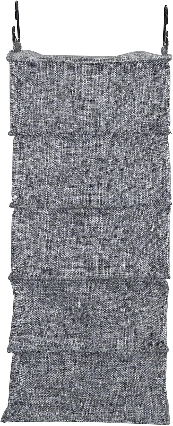 Household Essentials 10 Pocket Double Hang Canvas Shoe Organizer Side‑by‑Side Hanging Storage, Gray