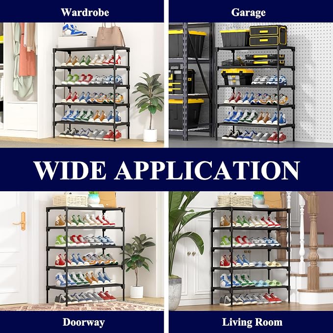 Kitsure Shoe Rack - Non-Woven Shoe Rack Shelf, Shoe Organizer for Closet, Entryway, Garage & Corridor, Stackable Shoe Shelves, 27.5" Wide - 5 Tier, Black | Shoe Organizer for Closet, Entryway, Garage, Stackable Shoe Shelves, college dorm&apartment esse...