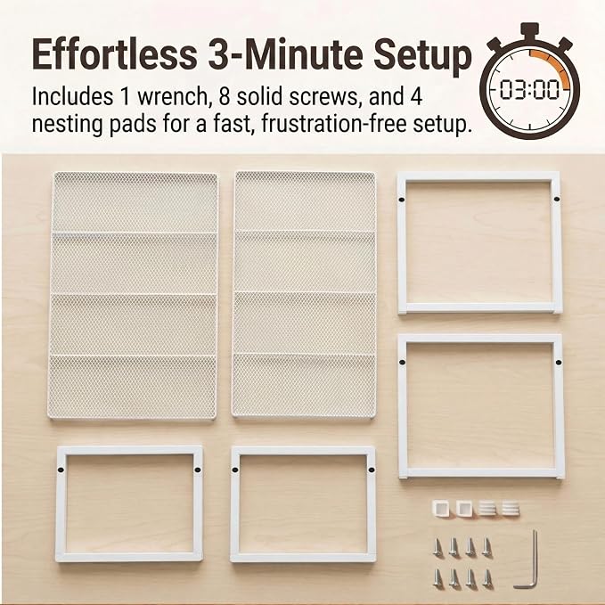 Set of 2 Cabinet Organizers 12.6''W 44 LBS Load Capacity Heavy Duty Kitchen Pantry Shelves Counter Countertop Storage Racks