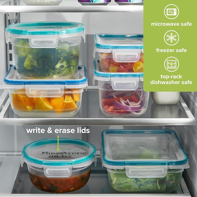 Snapware Plastic Total Solution 2-Pack (8.5-Cup) Food Storage Containers Set, Leakproof & Airtight Plastic Locking Lids Rectangular Tupperware, BPA-Free Lids, Microwave Dishwasher Freezer Safe