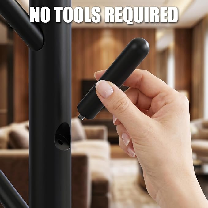 Simple Houseware Wooden Coat Rack Stand, Hall Tree with 9 Hooks, Black | Adjustable Tree Rack for Entryway, Hallway, Bedroom, Office