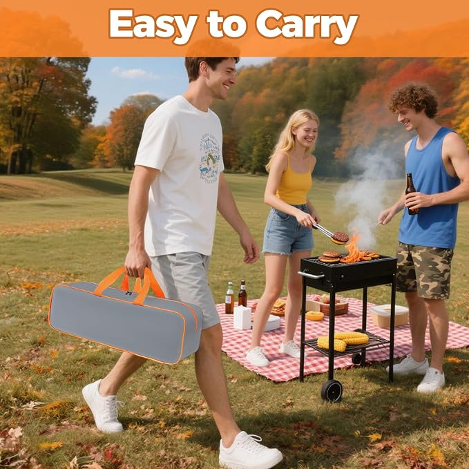 Grill Utensil Storage Bag for Outdoor Grilling, 24 x 8 x 8 in, Gray | 1680D Oxford fabric, large capacity grill tool storage bag, accessories storage compatible with Blackstone griddle