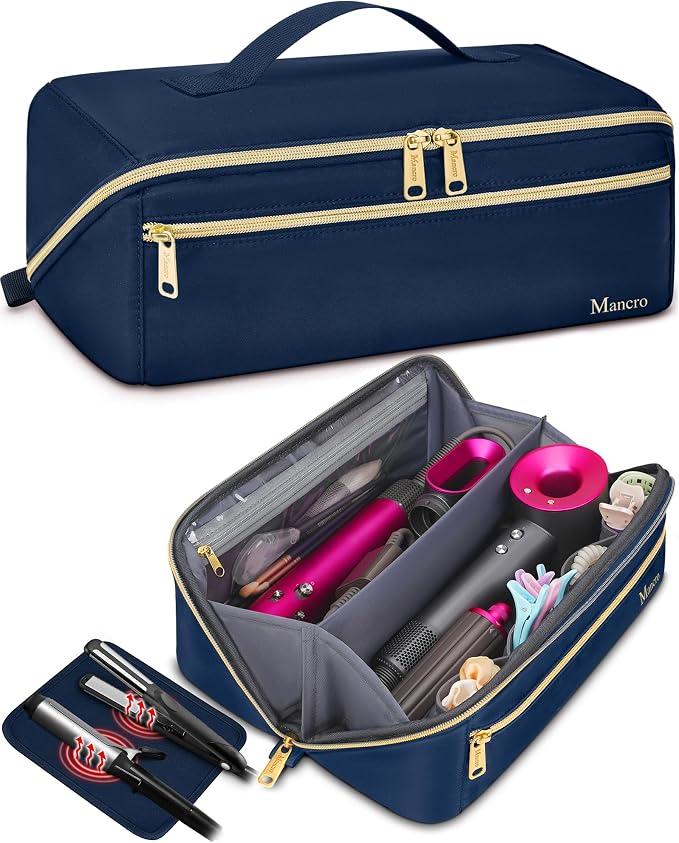 Mancro Hair Tools Travel Bag Compatible with Shark Flexstyle | Wide-open Hot Hair Tool Organizer with Separate Heat Resistant Mat, Hair Accessories Organizer for Straightener, Curling Iron