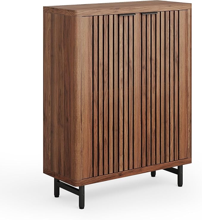 LITTLE TREE 6-Tier Shoe Cabinet with Doors for Up to 24 Pairs, Large Wooden Shoes Cabinet with Adjustable Shelves, Retro Freestanding Shoe Organizer for Entryway, Hallway, Brown