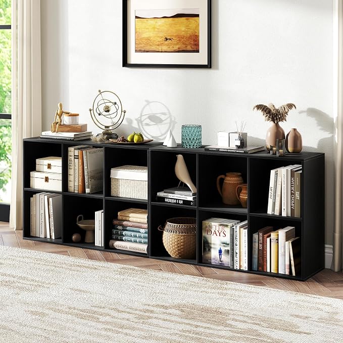 Giantex 6-Cube Bookcase, 3-Tier Cubby Bookshelf, Horizontal Vertical Display Rack with Anti-Tipping Kits, Modern Storage Organizer Shelf Unit for Bedroom, Living Room, Study Room, Black | Horizontal Vertical Display Rack with Anti-Tipping Kits, Modern ...