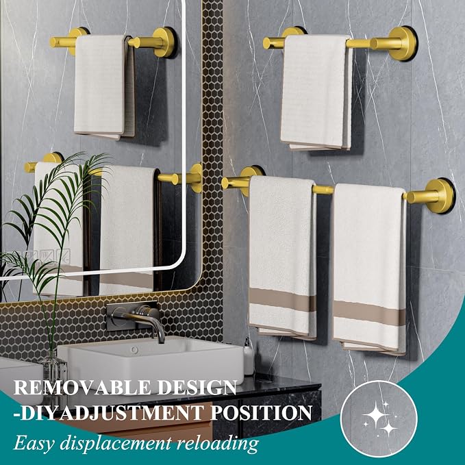 Towel Bar for Bathroom Wall,Adjustable 12~21 Inch Towel Racks for Bathroom Wall Mounted, Towel Holder for Glass Shower Door,Bathroom Accessories,Apparment Essentials,Home Decor-Gold
