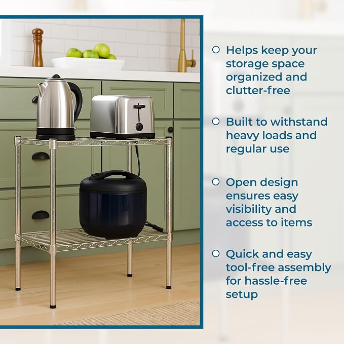 Honey-Can-Do 14x24x24 Shelving Unit CRM SHF-09374 Chrome, 500 lbs | 500 lb total; rust-resistant chrome; caster-ready (wheels sold separately); tool-free build for kitchen, garage & office
