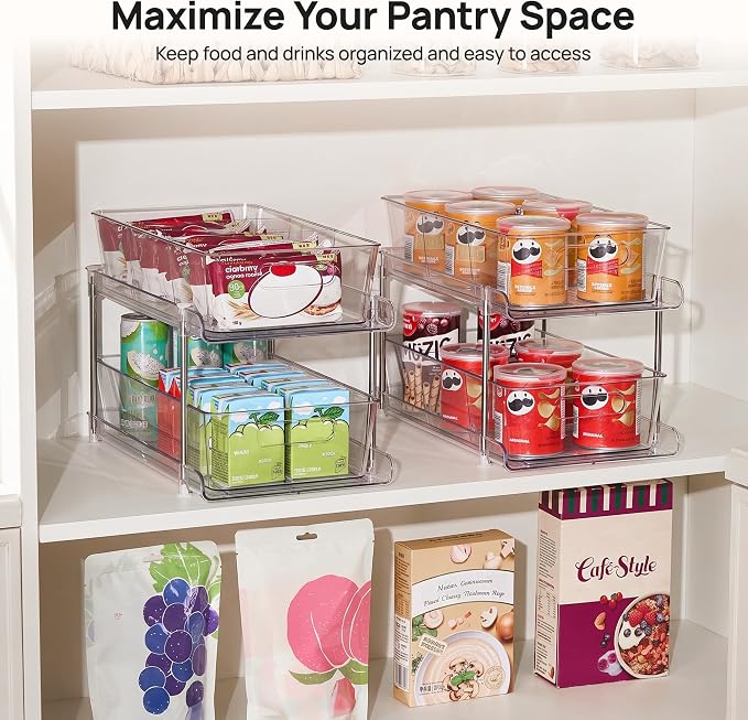Vtopmart 2 Pack Larger Pull Out Bathroom Under Sink Organizer (M-Standard) | Slide-out drawers, Multi-purpose storage, Clear visibility, Easy Set-up