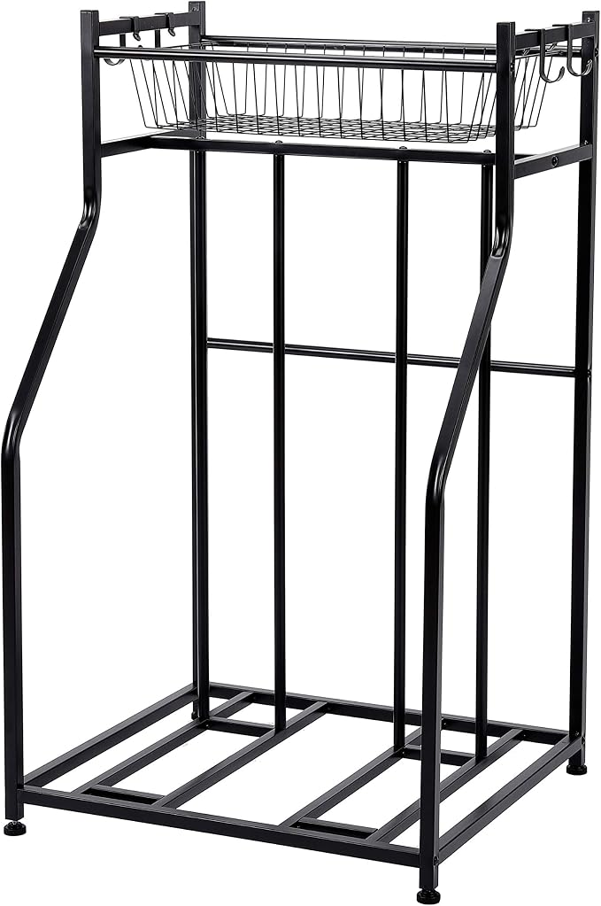 BIRDROCK HOME Bike Rack Garage Storage Floor Stand - Freestanding Organizer for Outdoor Yard - Upright Wall Mount for Scooters, Rakes, Motorcycles, Hoverboards, Gloves - Holds 2 Bicycle - Black