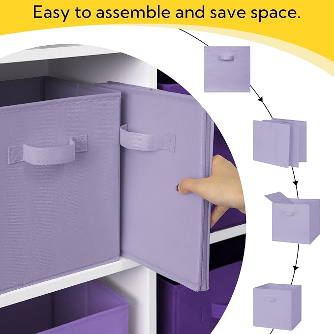 Cupic Cupid 11 Inch Storage Cube, Fabric Cube Storage Bin with Handles, Storage Cube Organizer for Clothes and Toys, Collapsible Cube Bins for Closet, Shelves, Nursery, 6-Pack, Purple Gradient