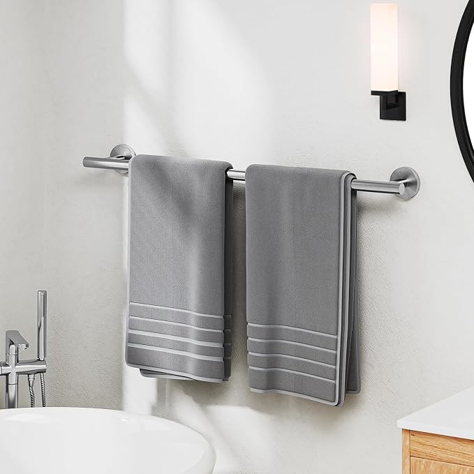 Luxbaro 24 Inch Brushed Nickel Towel Bar, Thicken, Total Length 26-Inch | Towel Rack for Bathroom Wall, SUS304 Stainless Steel Towel Rod, Modern Home Decor