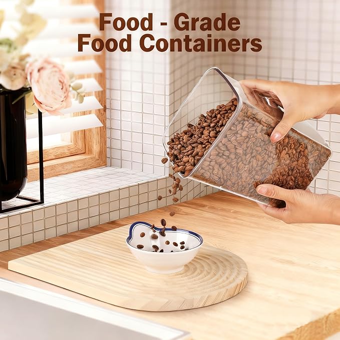 Pop Food Storage Containers Set Large Airtight Food Storage Containers with Pop Lids, Kitchen Pantry Organization and Storage, Cereal, Rice, Flour, Pasta & Snack Container, BPA Free, 2 x 4.2Qt