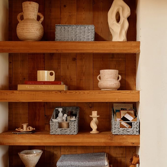 Granny Says Wicker Basket With Lid, Wicker Storage Baskets For Shelves | Woven Baskets With Lids, Wicker Baskets For Storage, Decorative Storage Boxes, Woven Stackable Basket with Lid for Organizing