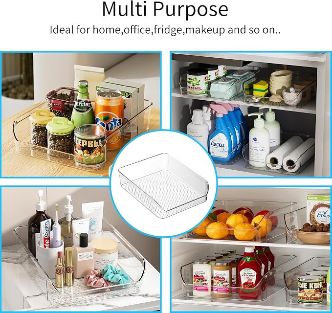 Ettori 2 Pack Water Bottle Organizer Refrigerator Organizer Bins and Clear Storage Bins for Fridge, Freezer, Cabinet, Cupboard, Pantry Shelf, BPA-Free