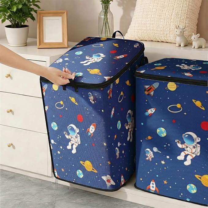2pcs blanket storage bag for under bed,closet organizers 95L | clothing sweater sheet bedding comforter duvet quilt pillow toy storage bags with lids,dorm room essentials for containers