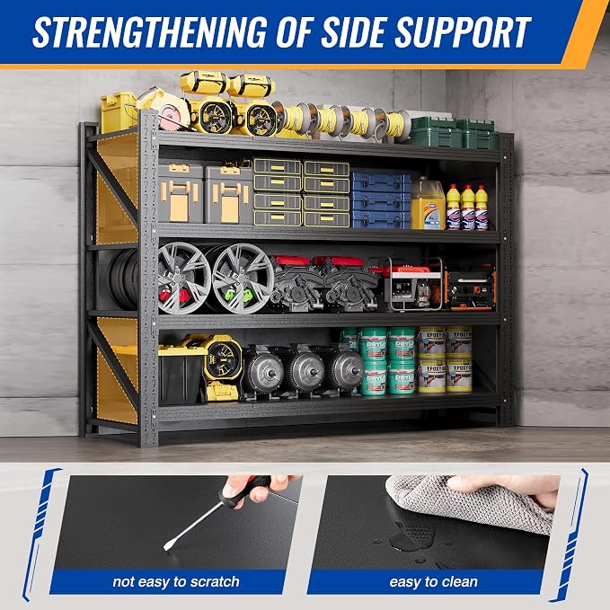 BYNSOE 60" W Storage Shelves 5000lbs Garage Metal Shelving Heavy Duty Garage Shelves Adjustable Storage Shelves for Industrial, Factory, (60" W X 24" D X 70" H)