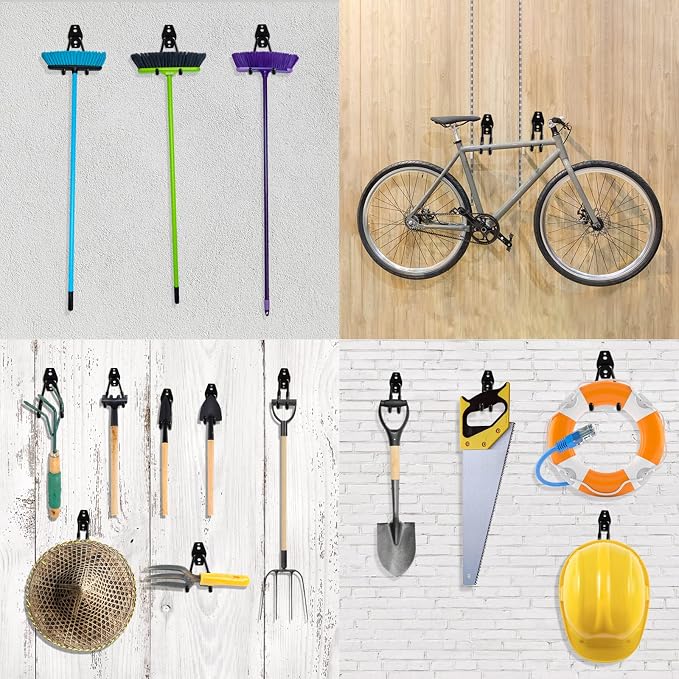HUPBIPY 12 Pack Garage Hooks Heavy Duty, Wall Mount Ladder Hooks | Storage Organizer With a non-slip coating for Hanging Bicycles Garden Tools Ladders Hoses Ropes and Loose Items(Yellow)