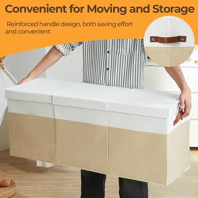 Extra Large Toy Box with Lid,Collapsible Toy Storage Chest,Beige | 40"x14"x16",150L Large Capacity,Sturdy Kids Organizer,Toybox,Toy Bin for Boys & Girls,Living Room,Nursery,Bedroom,Playroom
