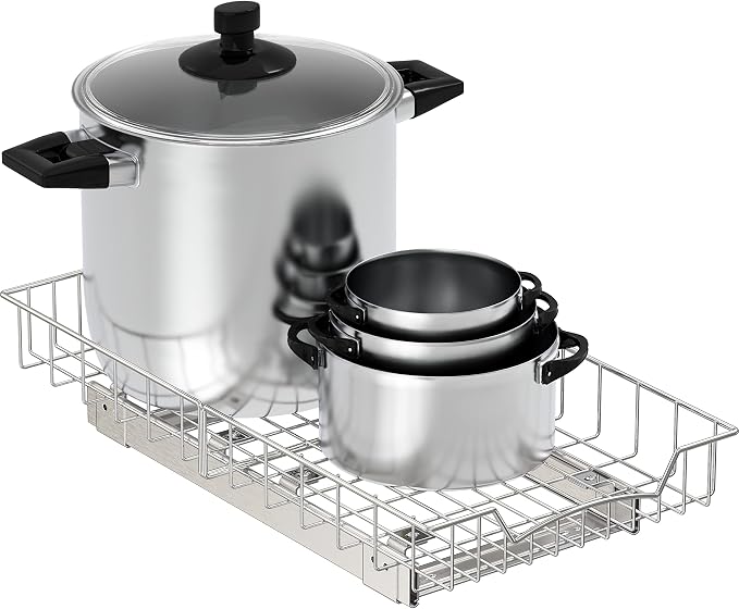 Simple Houseware Under Cabinet Pull Out Sliding Shelf, 21" Dx11 W, Chrome