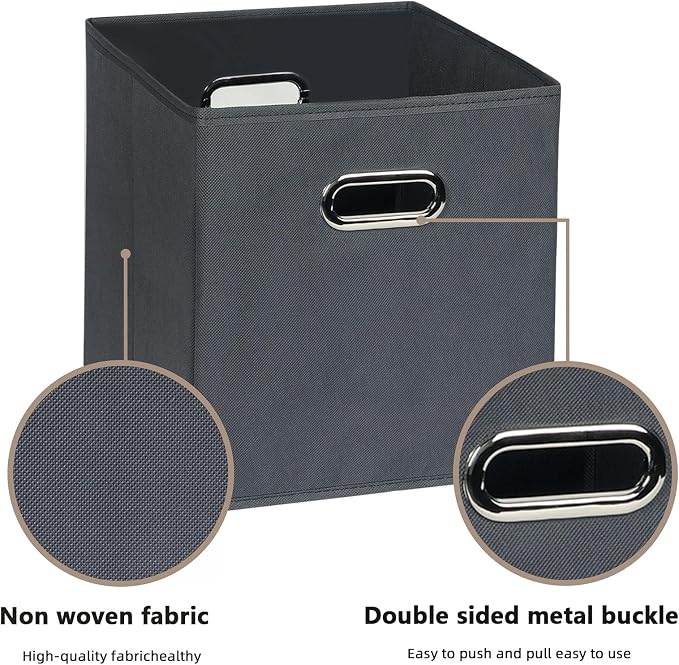 Fabric Cloth Storage Bins,Fabric Cube Organizer with Dual Handles Foldable Cube Storage Baskets for Home Bedroom Storage,Set of 8,(Gray)