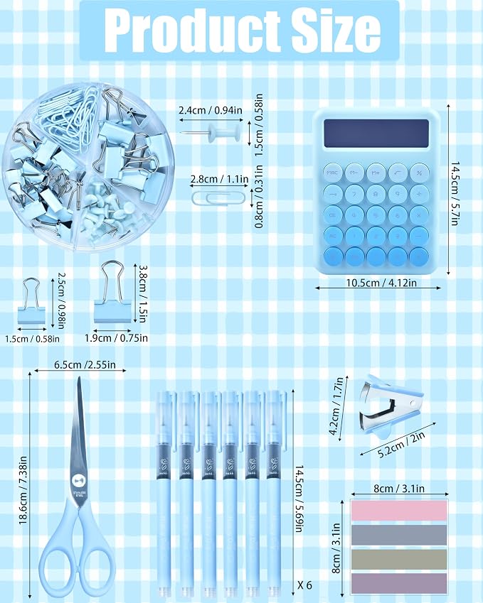 LXEVIHK 20Pcs Blue Desk Organizers and Accessories With Mesh Desk Organizer and 360°Rotating Pen Holder and a Lot of Office Blue Office Supplies Beautifully Presented in a Gift Box