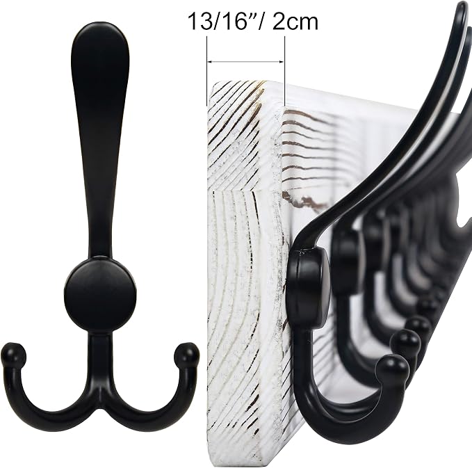 SKOLOO Rustic Wall Mounted Coat Rack: 16" Stud Spacing, Pine Real Wood Plank Wall Coat Rack with 5 Triple Hooks, Farmhouse Coat Hanger Wall Mount for Hanging Backpack Jacket Coat Hat