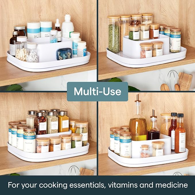 YouCopia MagicTrack Spice Turntable, 2-Tier Rectangle Lazy Susan Organizer